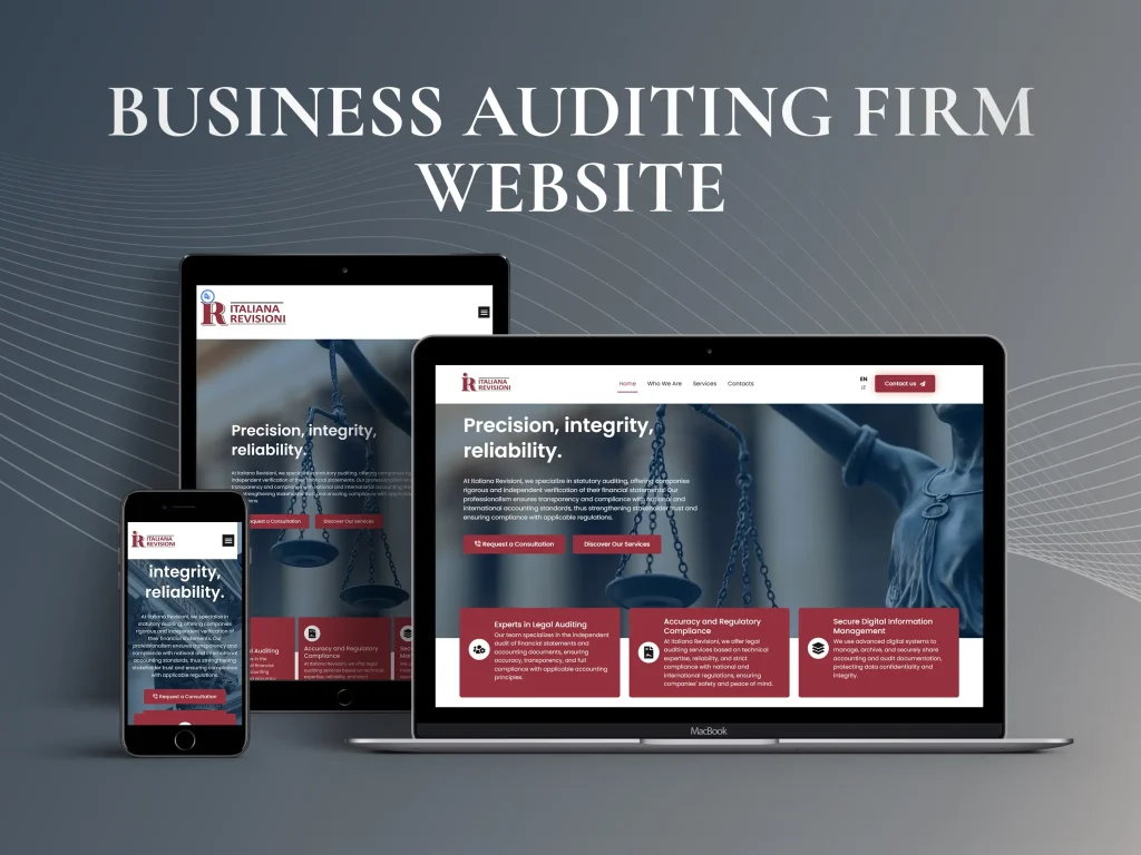 Modern multi-device website layout for an audit and assurance corporate consulting firm.