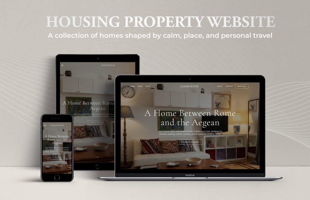 Multi-device web design showcase for a luxury housing property and architectural leasing company.